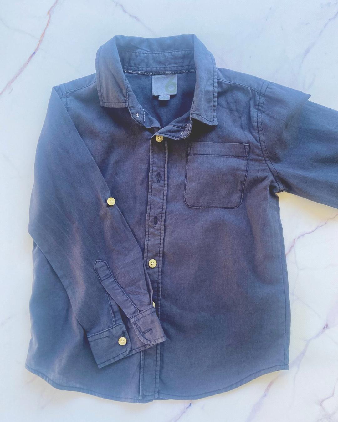 Cotton On navy linen shirt 6Y