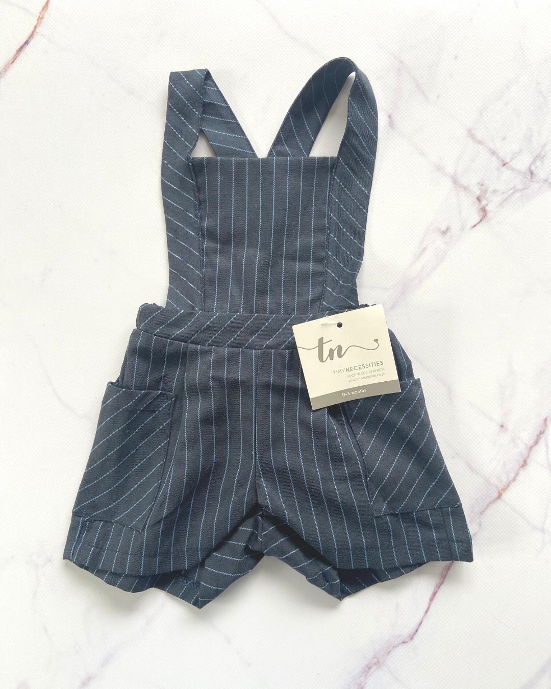 *NEW* Tiny Necessities pine stripe romper navy 0/3M