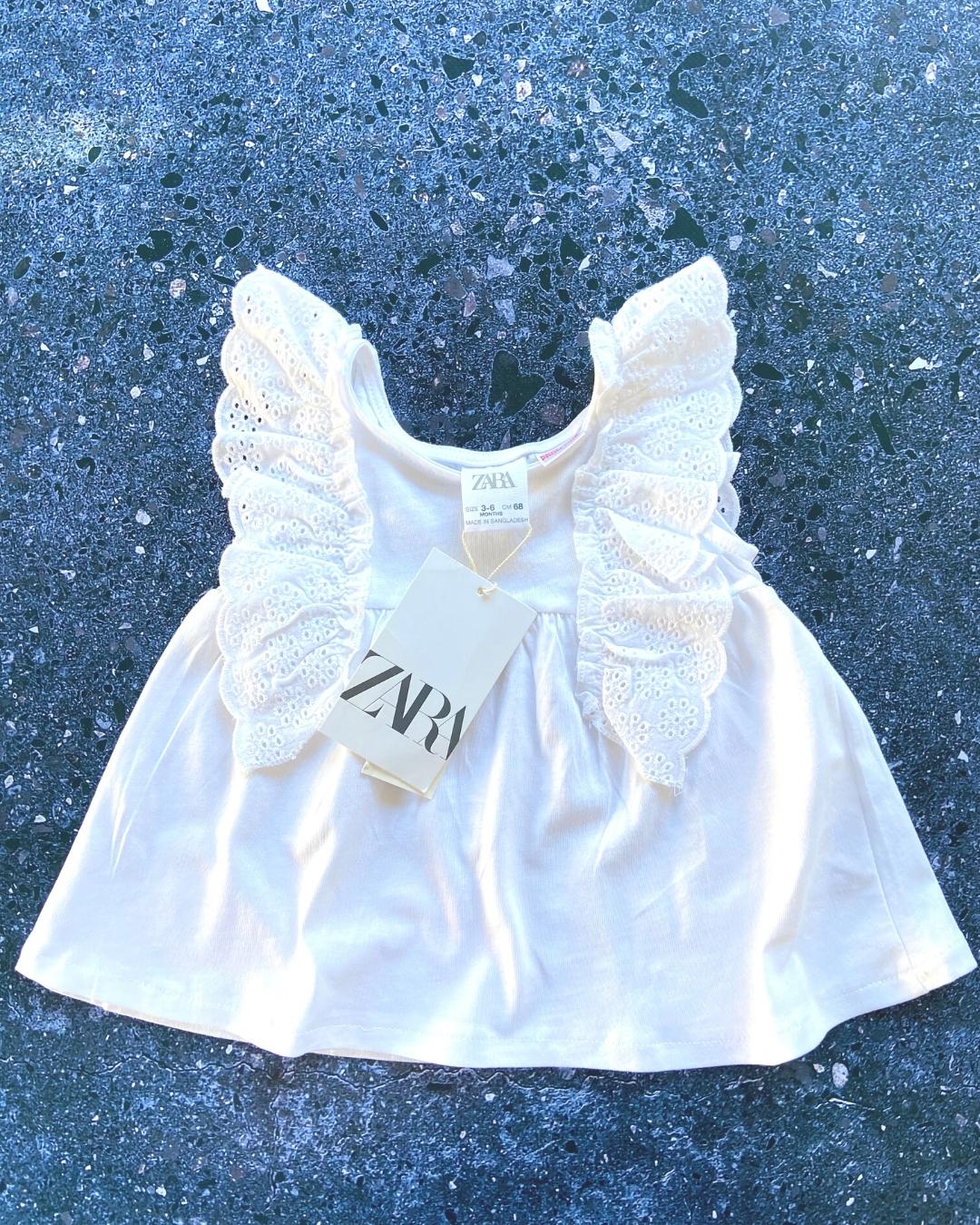 *NEW* Zara white frilly dress 3/6M