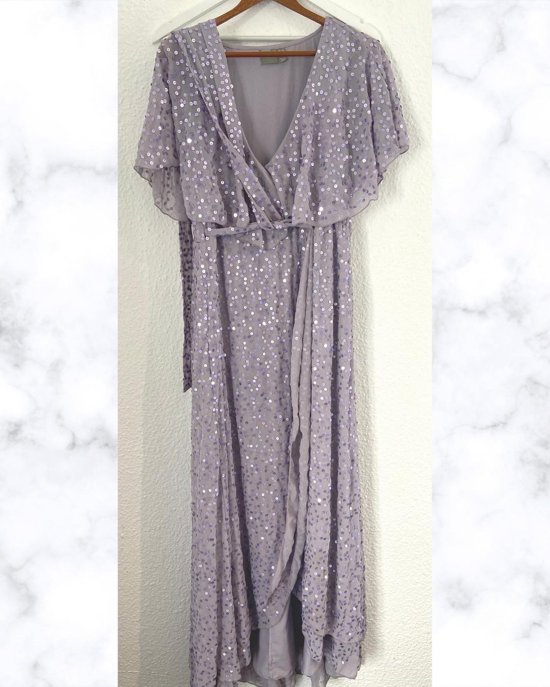 Asos purple sequin maternity dress Size 10
