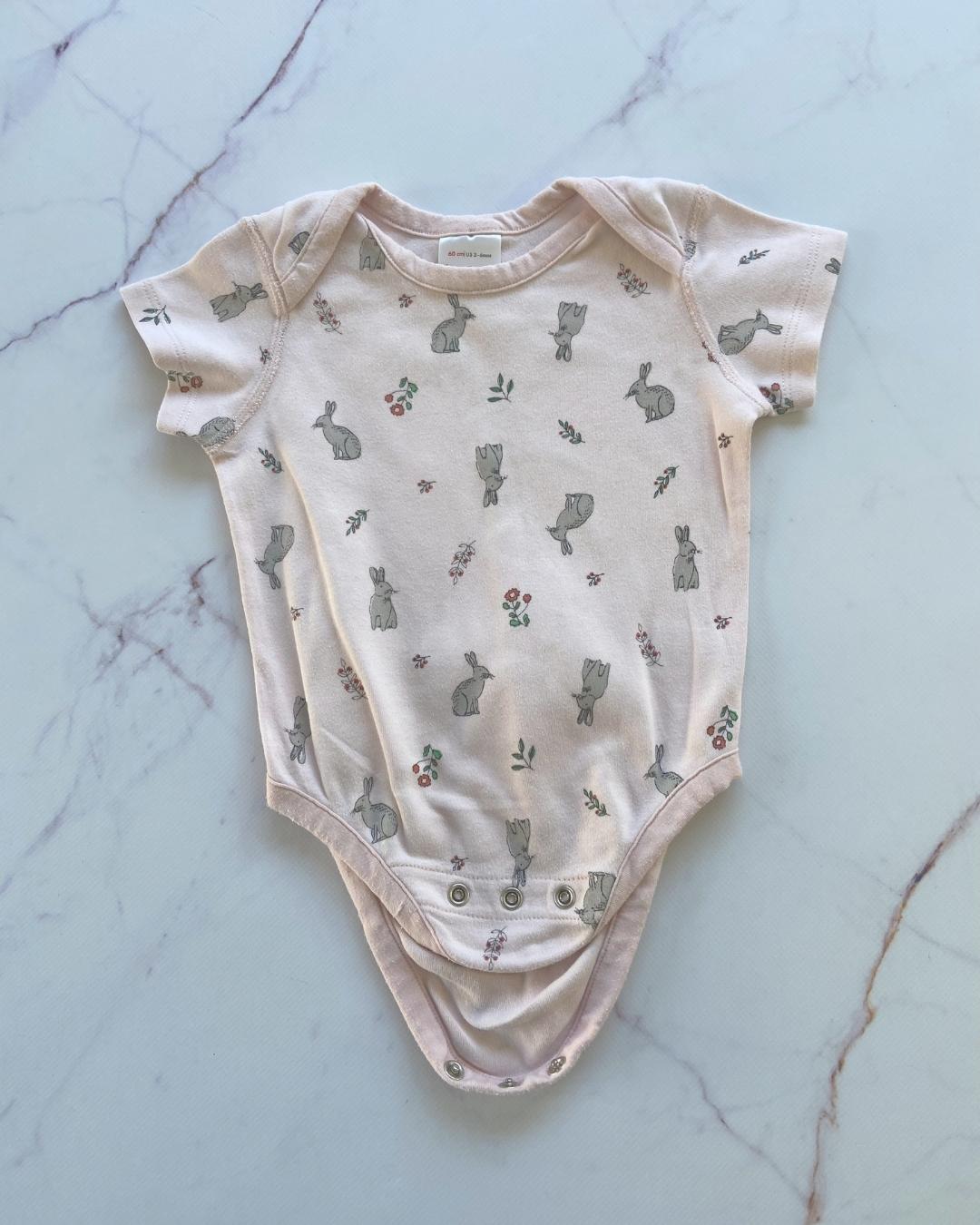 Hanna Anderson pink bunny vest 3/6M