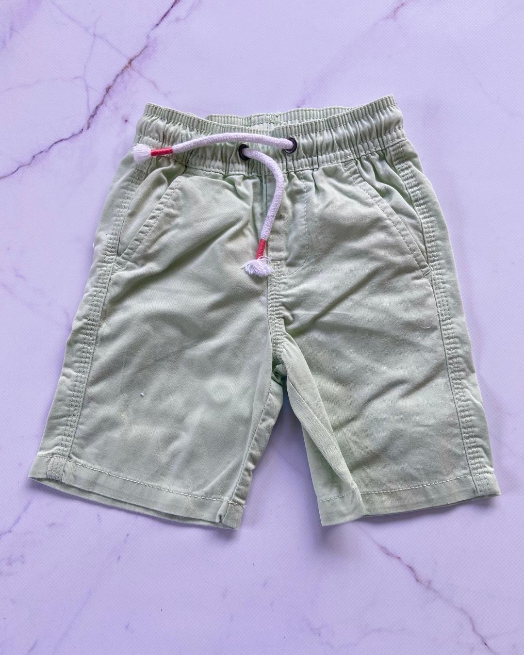 One Two Three green shorts 9/12M