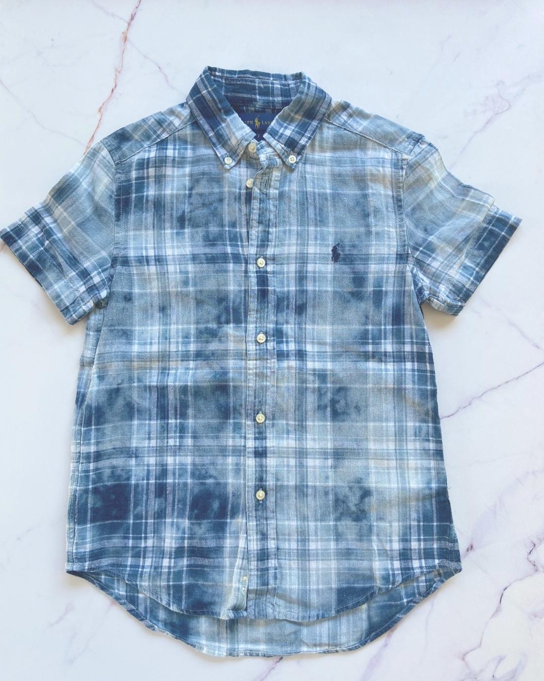 Polo blue checkered collared shirt 7Y