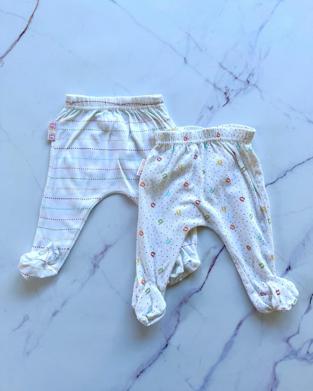 Woolworths white pants set with lines and bears Newborn