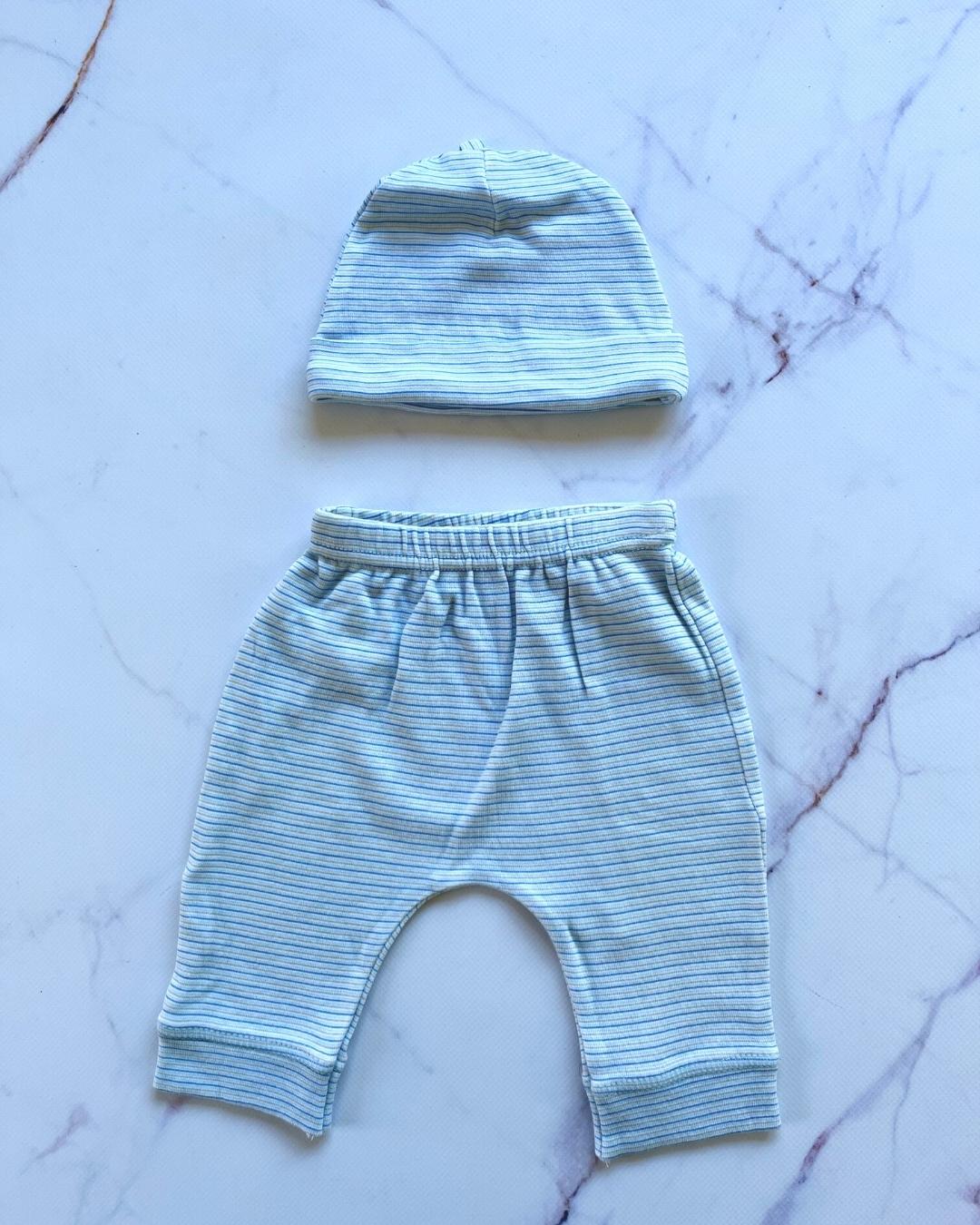 Woolworths striped pants with matching beanie 1/3M