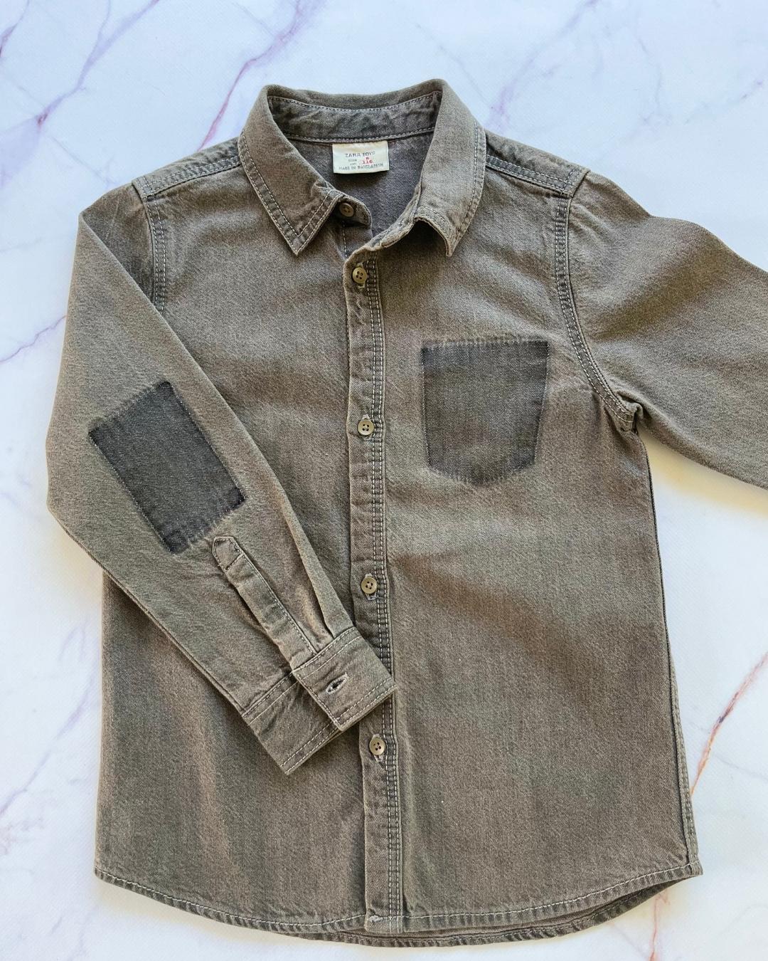 Zara grey denim collared shirt 6Y