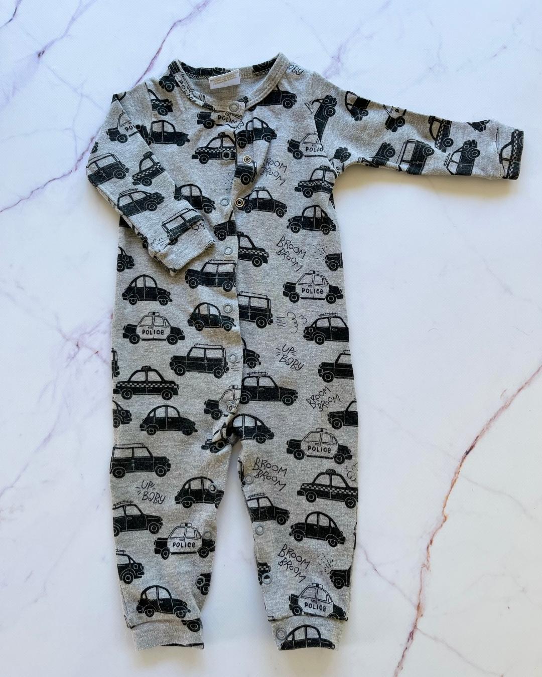 Up Baby grey car babygrow 3/6M