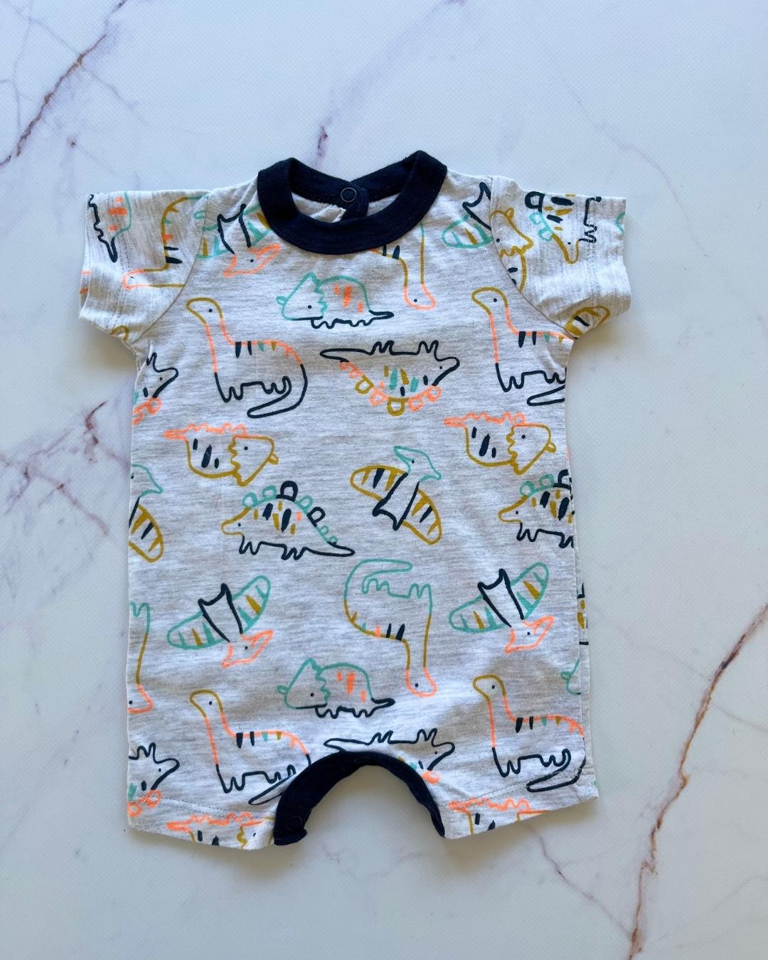 Woolworths grey dinosaur romper - Newborn