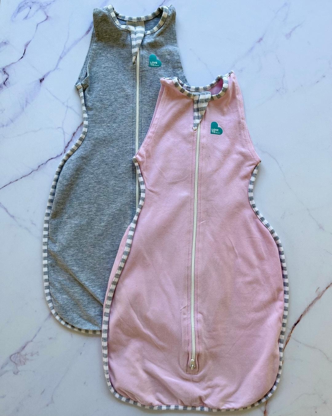 Love to Dream summer sleep sack set in pink and grey 1/4M