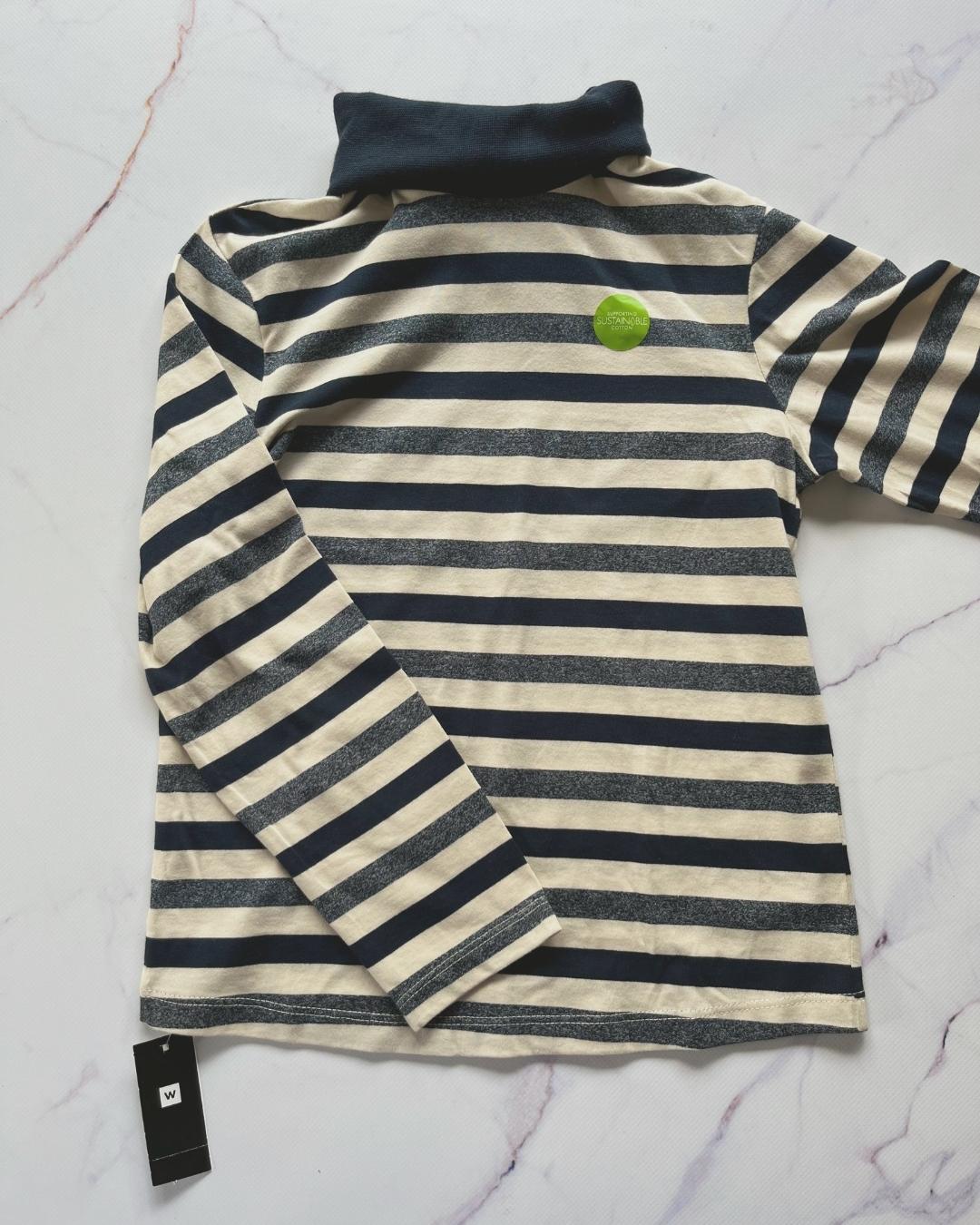 *NEW* Woolworths white and blue striped turtleneck 8Y
