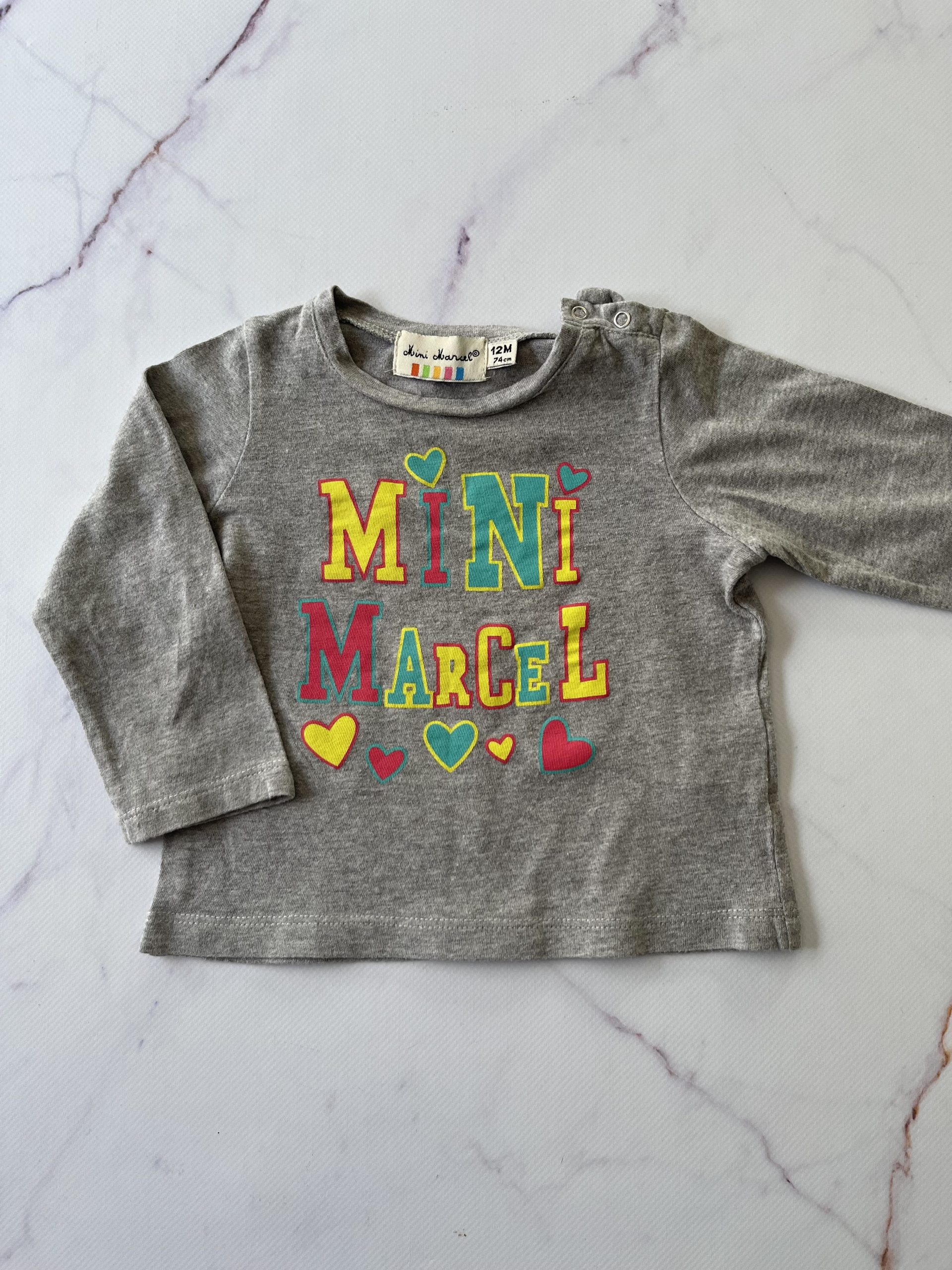 Mini Marcel grey long sleeve T shirt 12M
