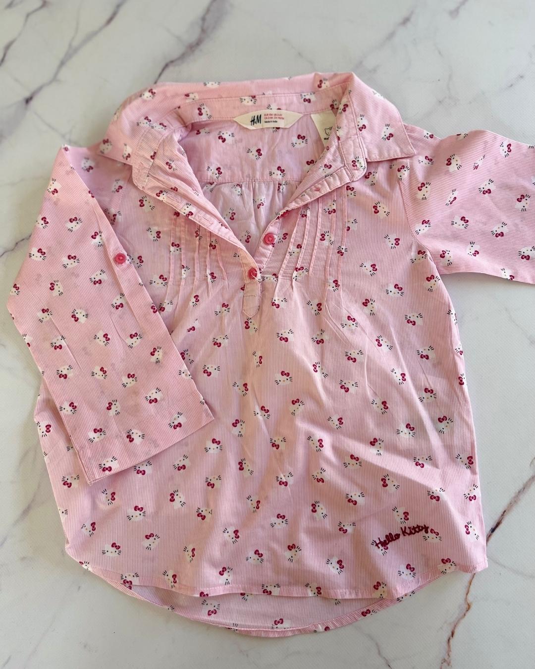 H&M pink hello kitty collared shirt 3/4Y