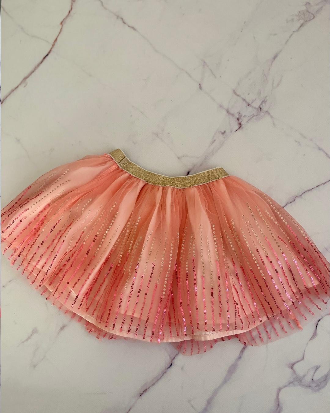Cotton On light orange sequin tulle skirt 1/2Y