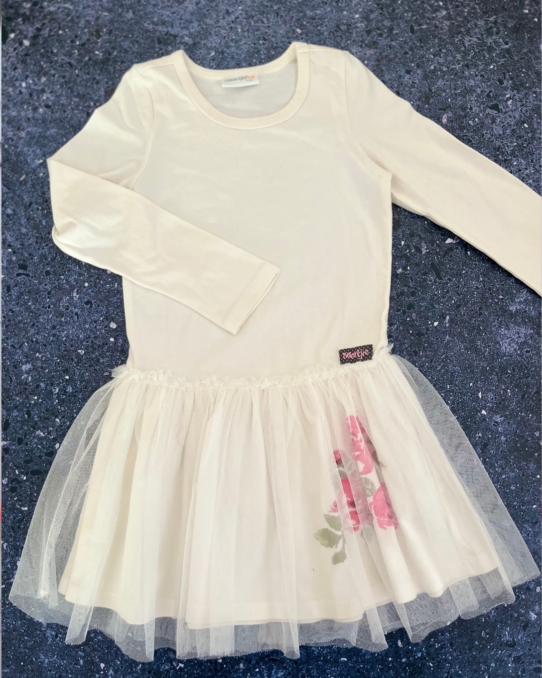Naartjie white dress with tulle skirt 5Y