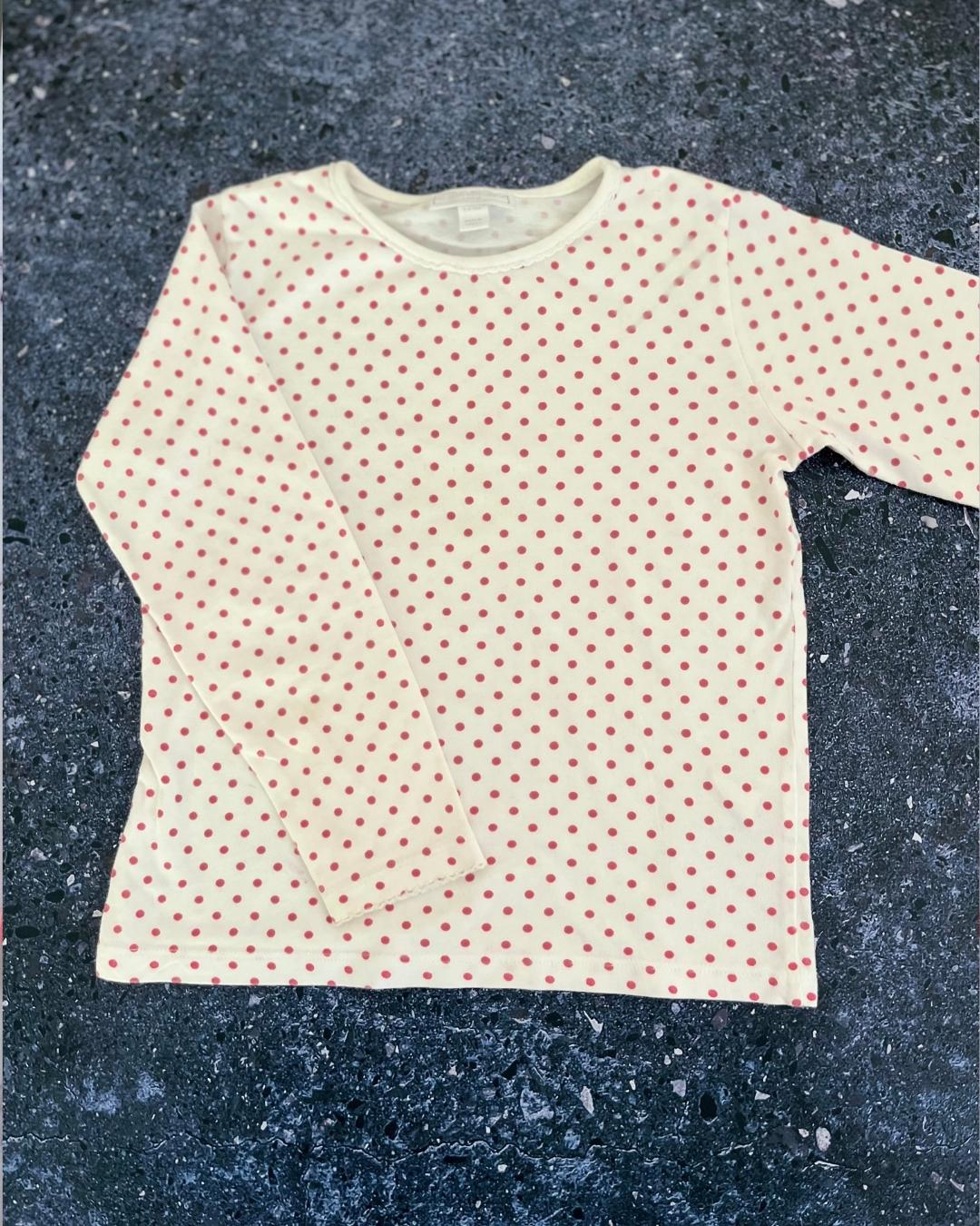 The Little White Company white pajamas with pink polka dots 5/6Y - Image 2