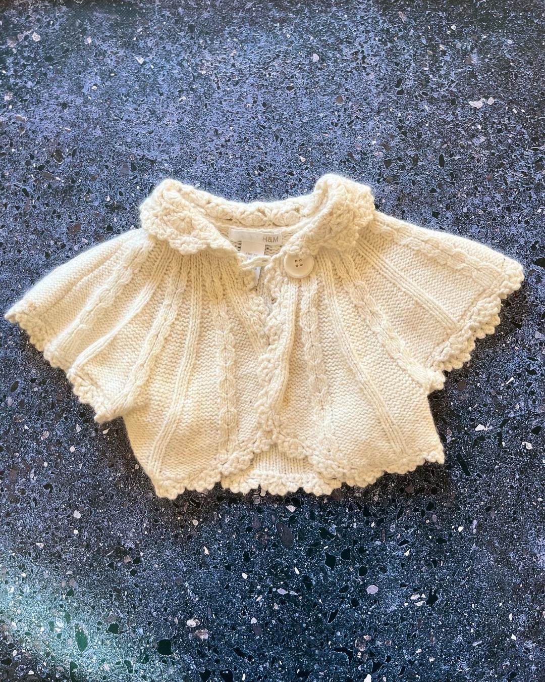 H&M knitted white cardigan 6/9M