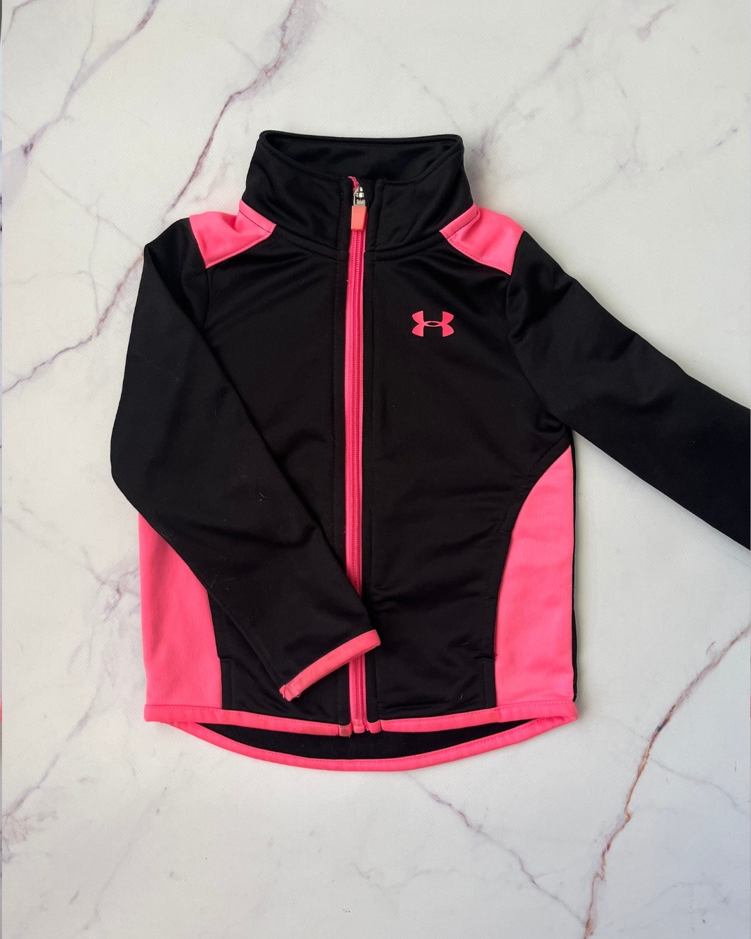 Under Armour black and pink tracksuit top 2Y