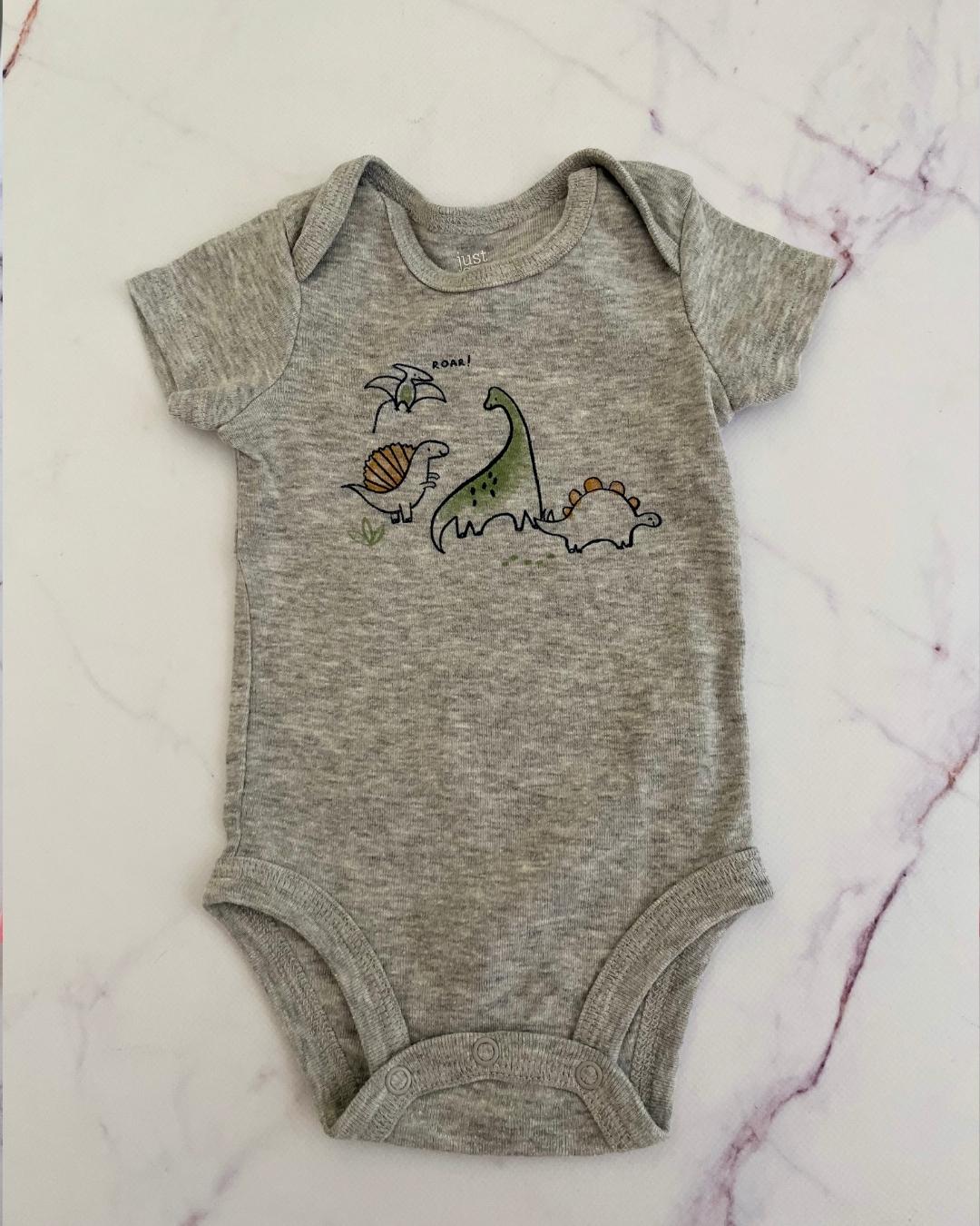 Carters grey dinosaur baby grow 3M