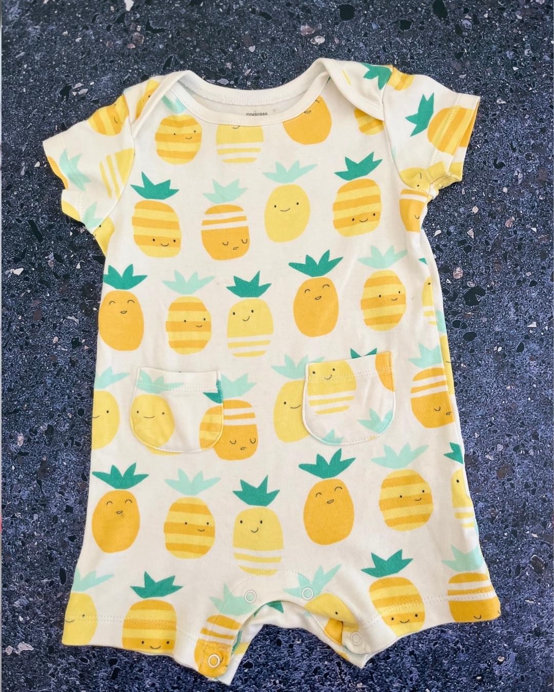 Gymboree white pineapple romper 6/12M