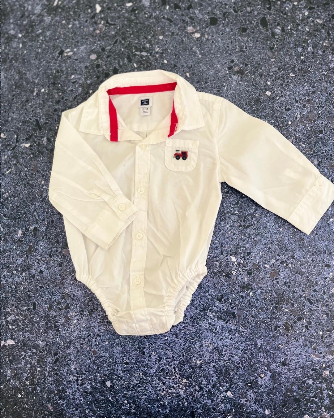Janie and Jack white collared truck baby grow 3/6M