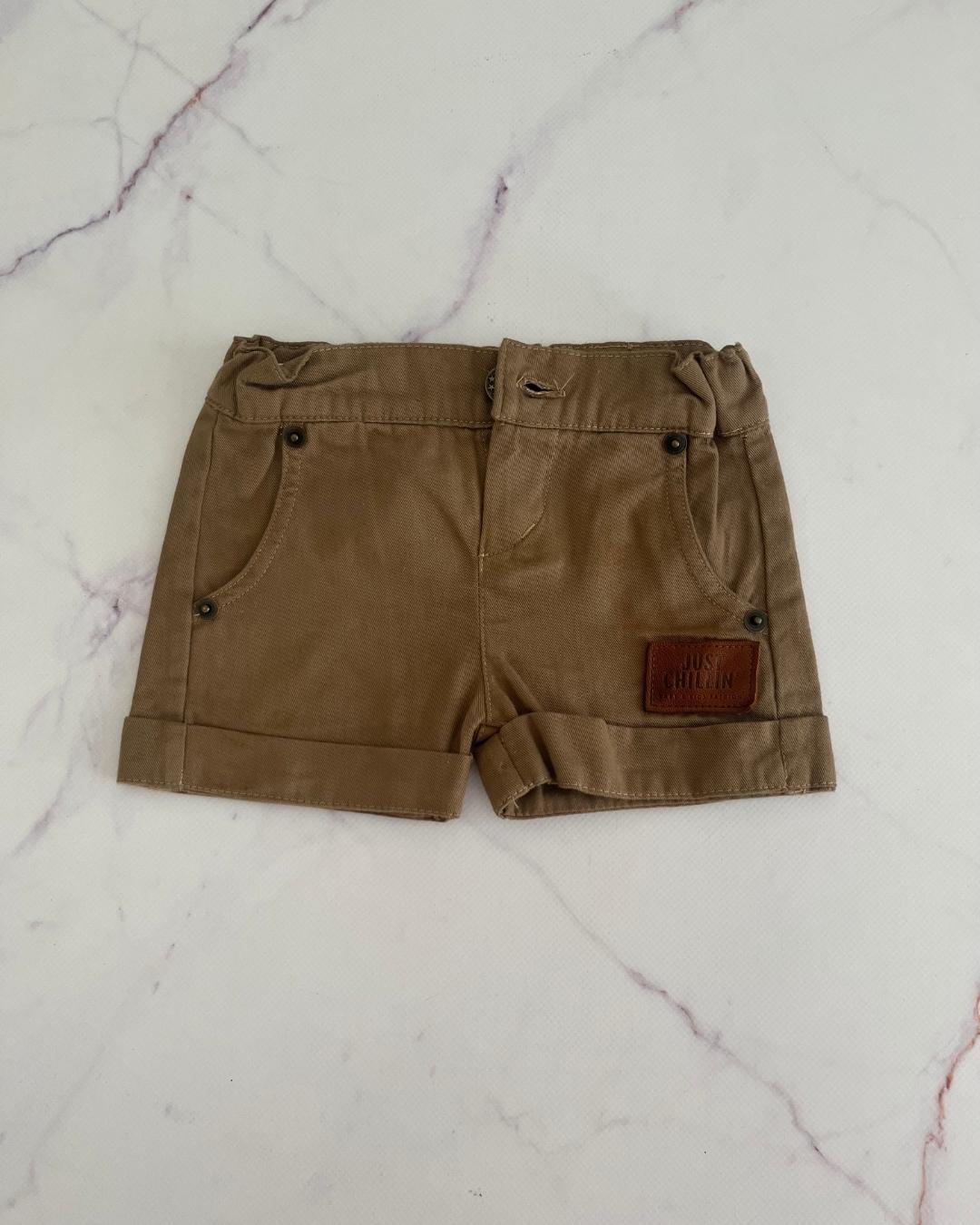 Just Chillin brown shorts 3/6M