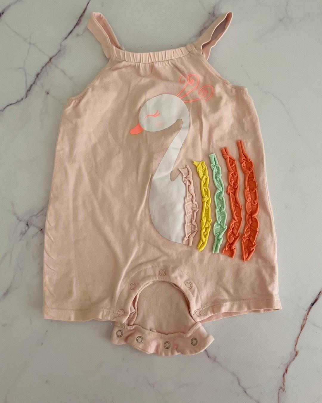 Orchestra pink swan romper 18M