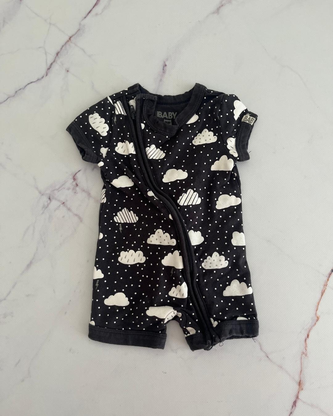 Cotton On black rain clouds baby grow 0/3M