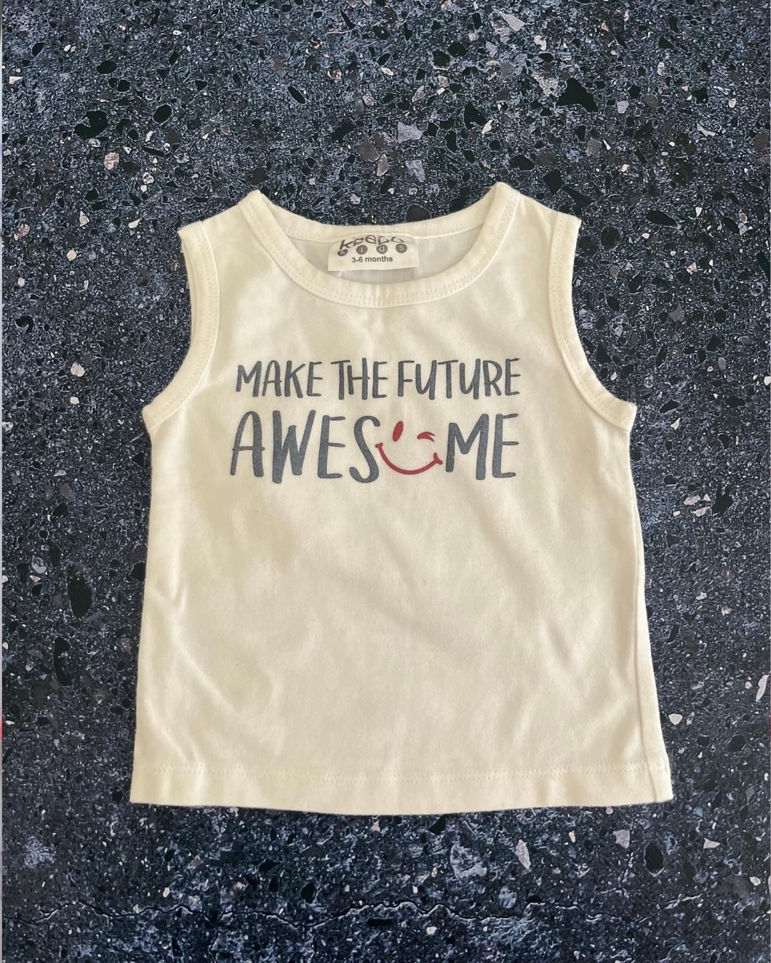 Keedo white 'Makes the Future Awesome' vest 3/6M
