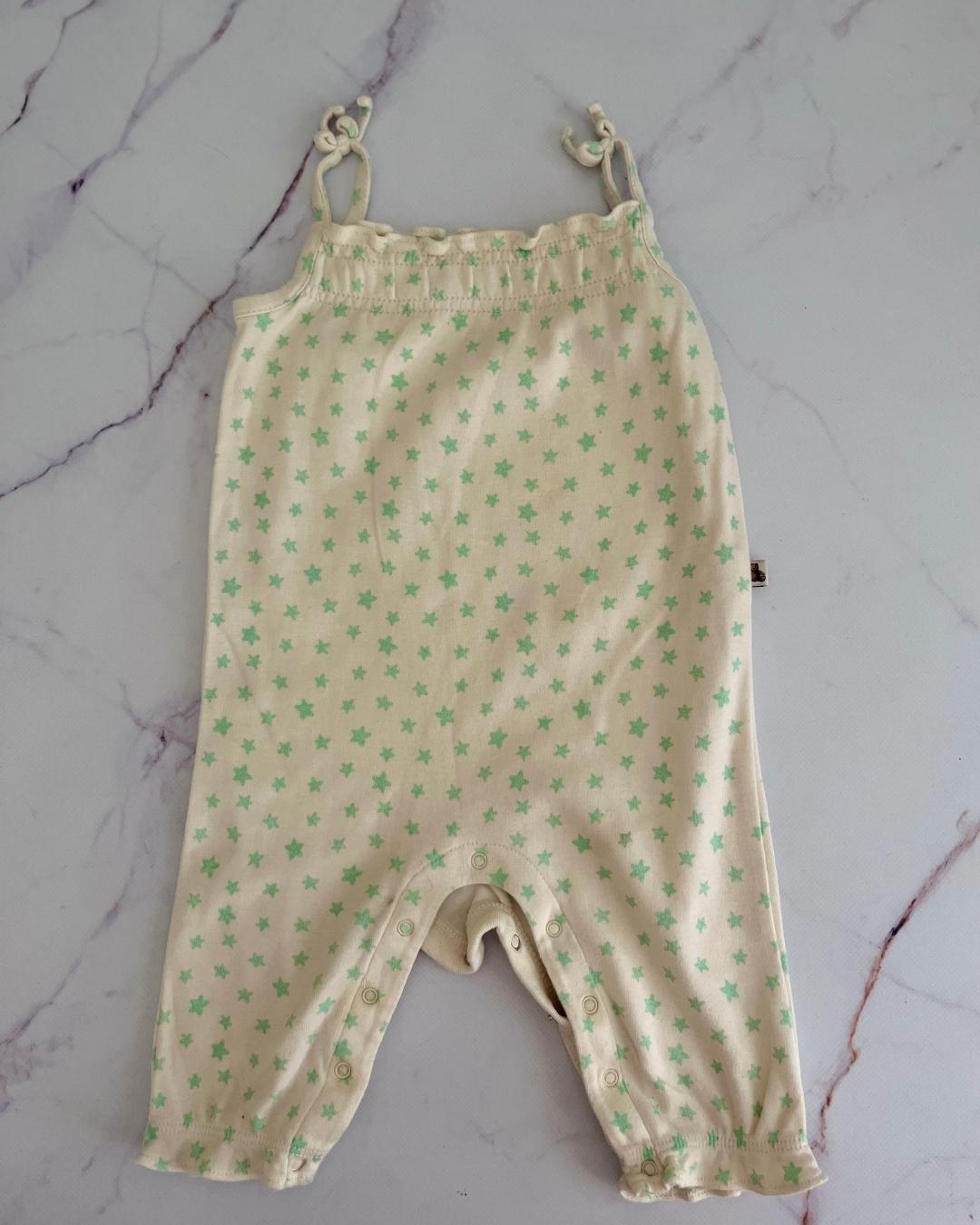 Gap white romper with green stars 3/6M