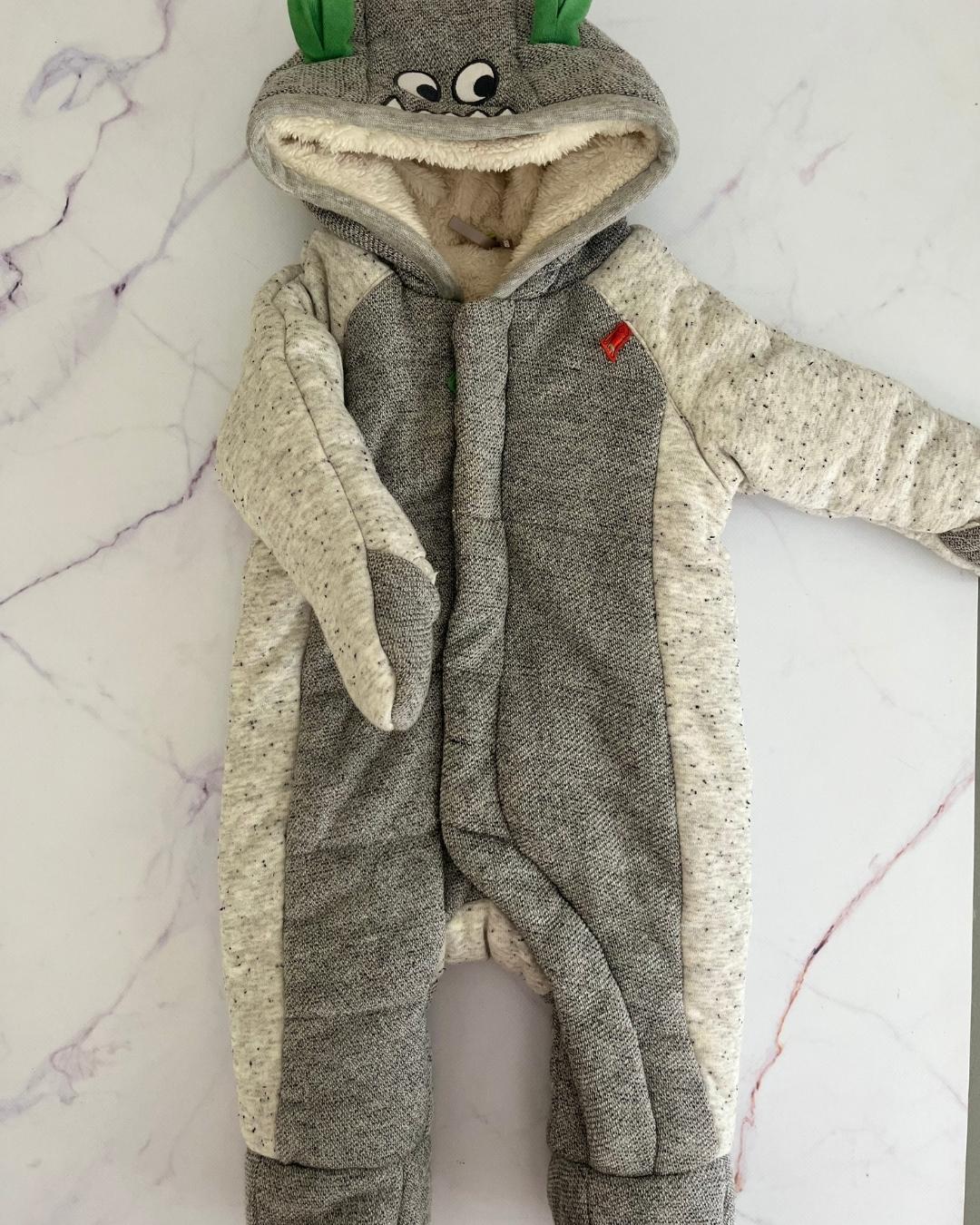 Orchestra grey fleece lined onesie 6M