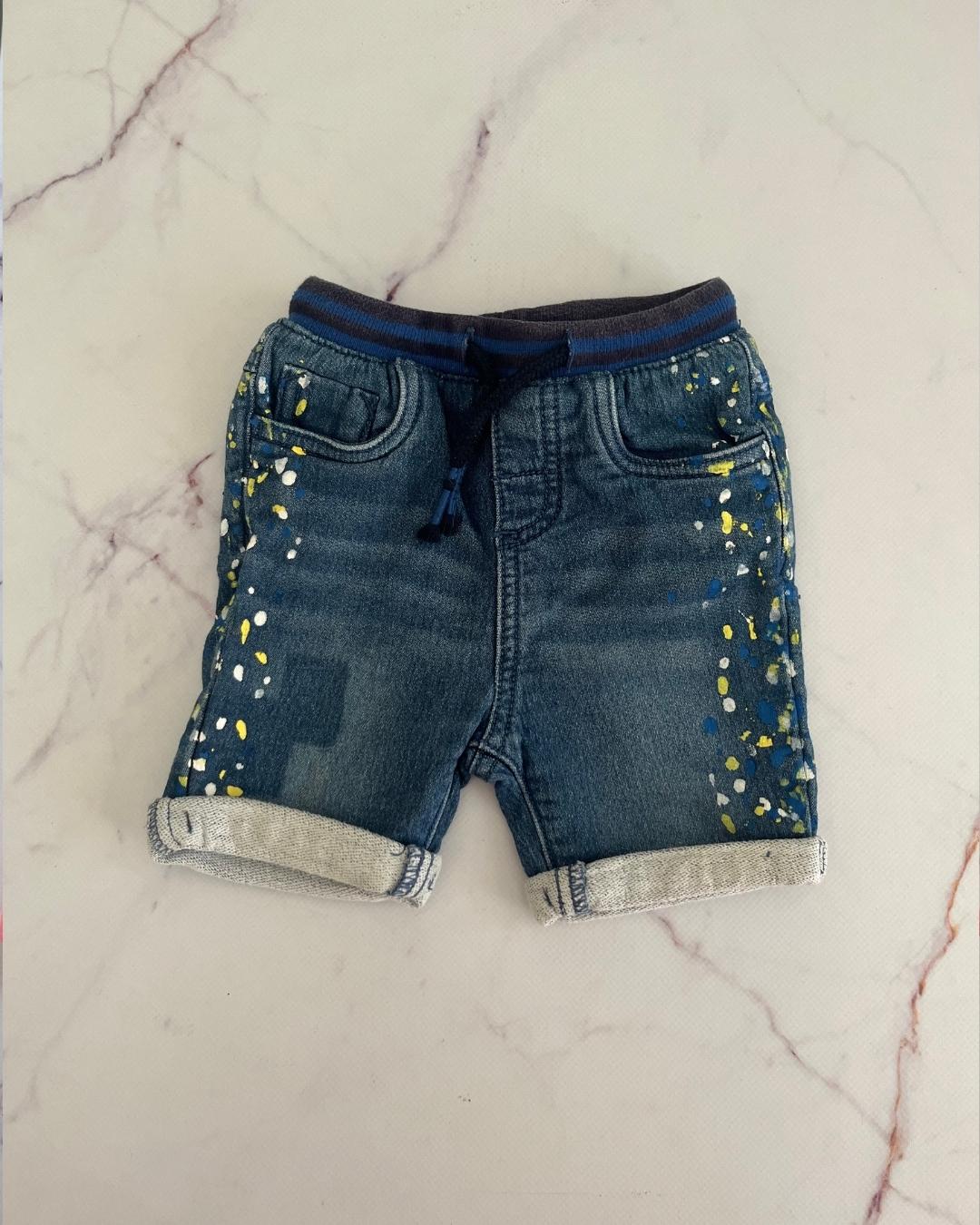 Orchestra blue denim paint shorts 9M