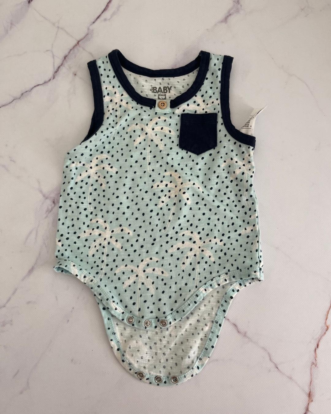 Cotton On green polka dot palm tree baby grow 12/18M