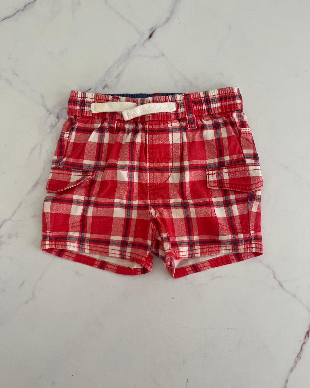 H&M red checked shorts 4/6M