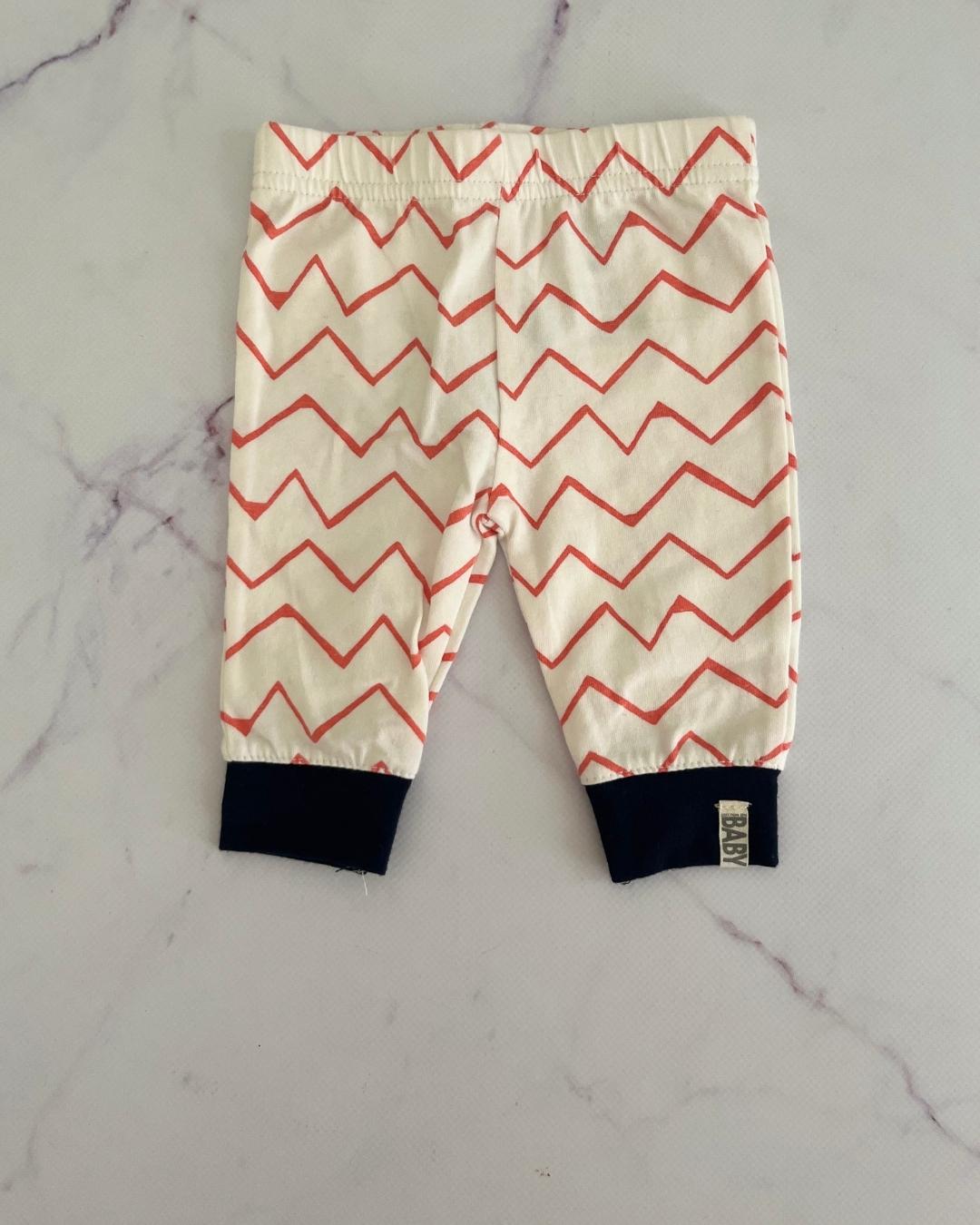 Cotton On white pants with orange lines Newborn
