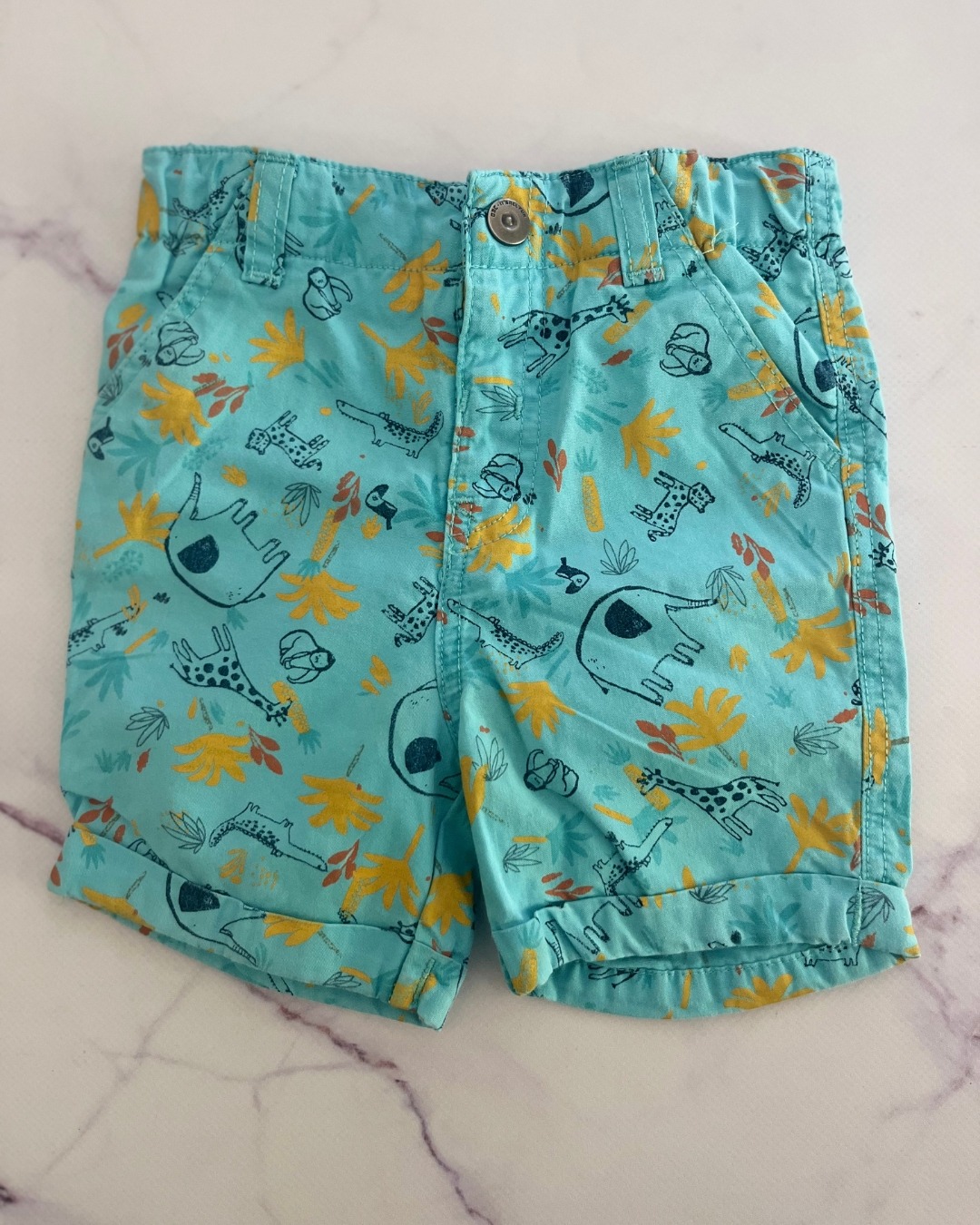 Orchestra blue wild animal print shorts 12M