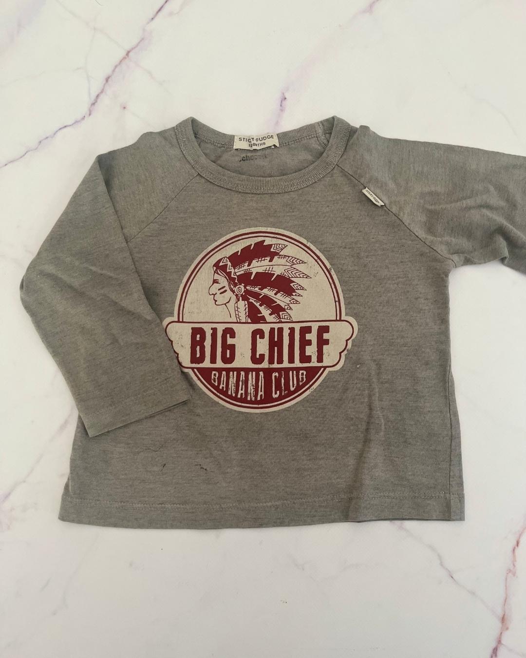 Sticky Fudge grey 'Big Chief' long sleeve T shirt 12/18M