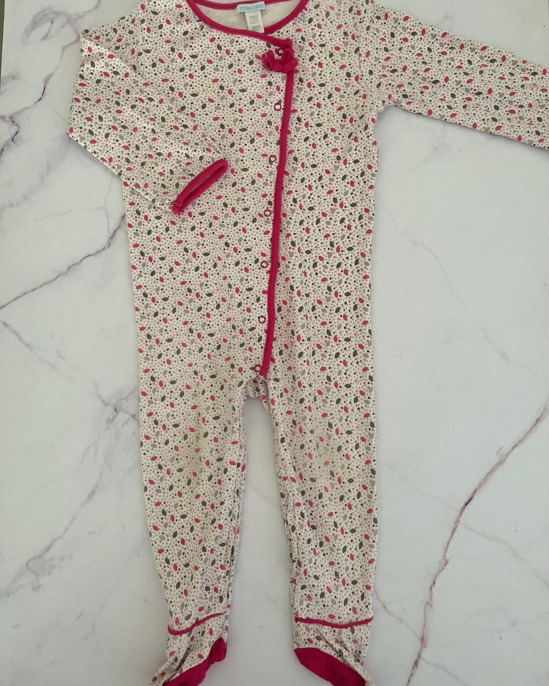 Obaibi white baby grow with pink leaves and accents 18M