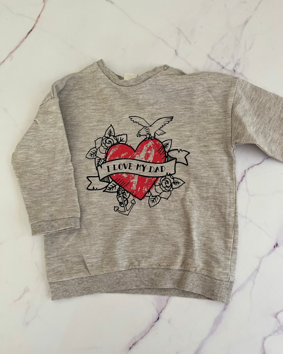 H&M grey 'I Love my Dad' sweater 12/18M