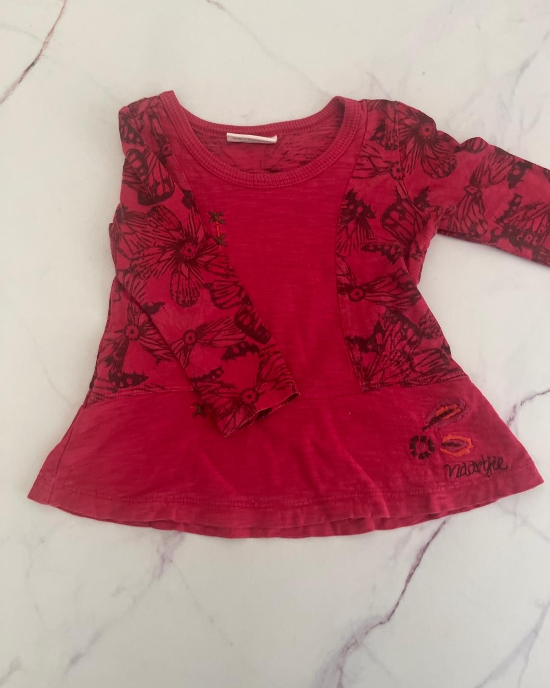 Naartjie pink flower dress 3/6M