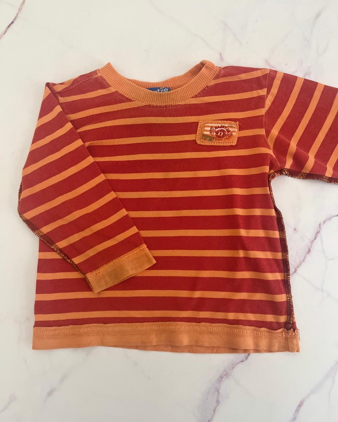Naartjie red and orange striped long sleeve T shirt 6/12M