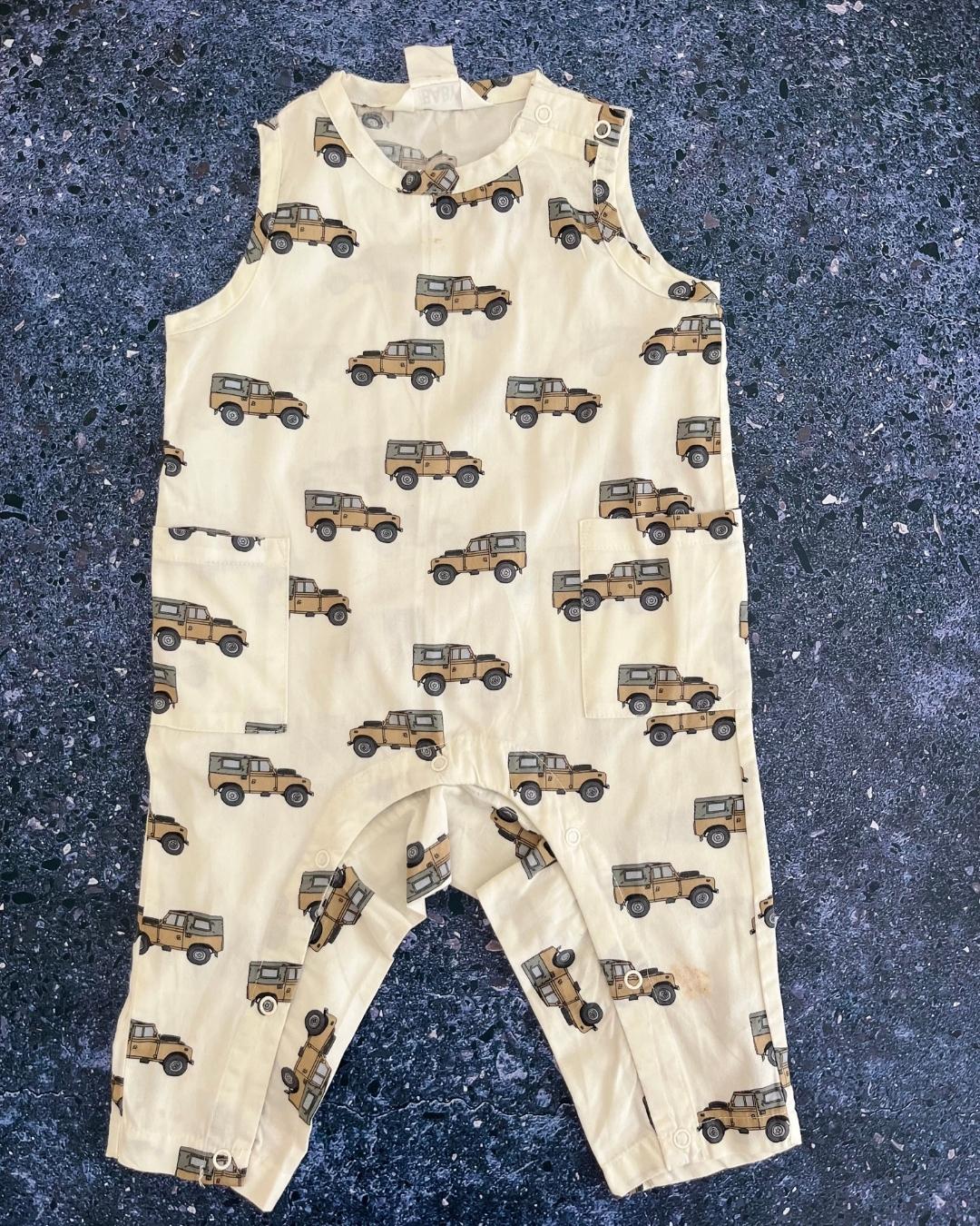 Cotton On white truck romper 6/12M