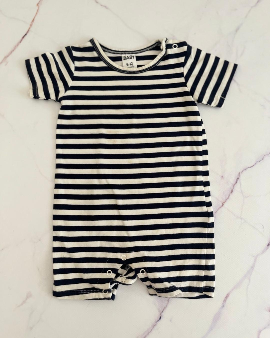 Cotton On blue and white striped romper 6/12M