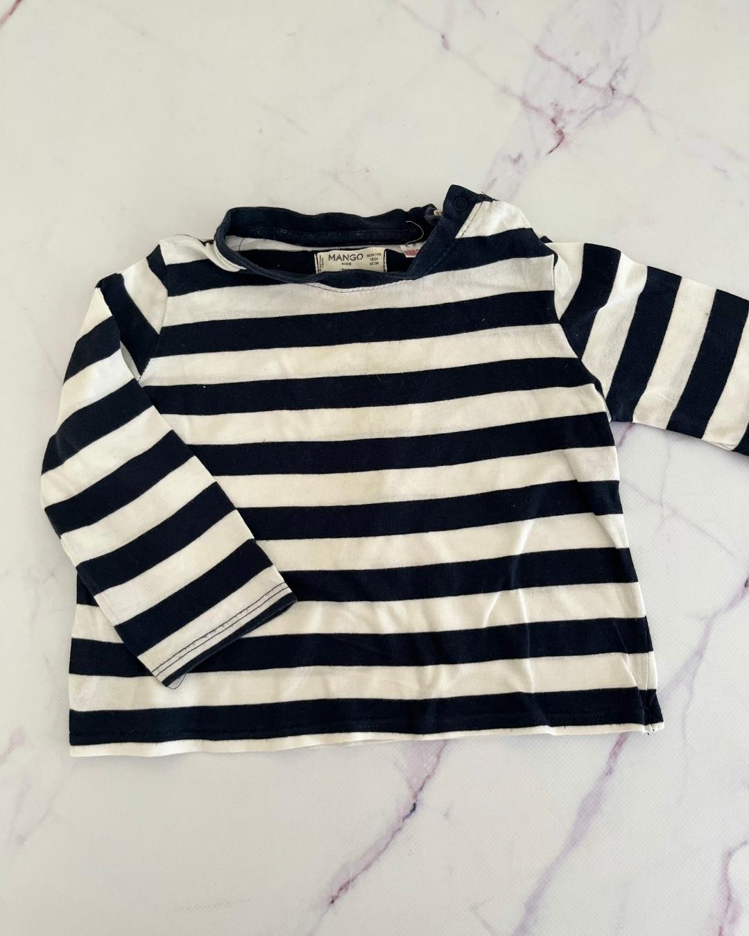 Mango blue and white long sleeve T shirt 18/24M