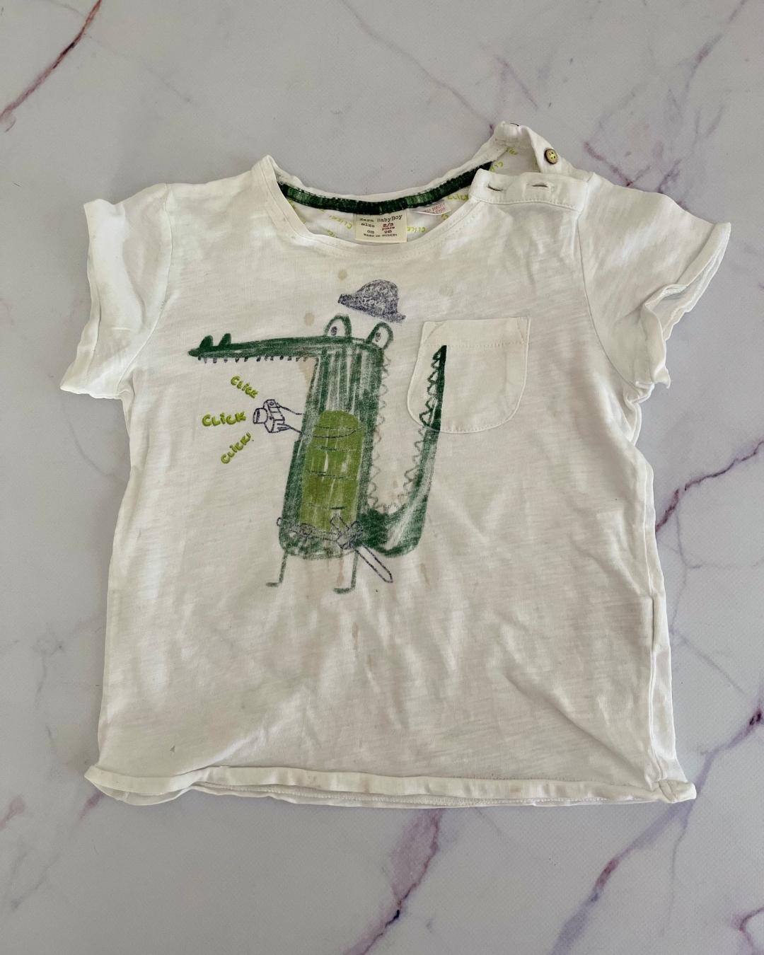 Zara white crocodile T shirt 2/3Y