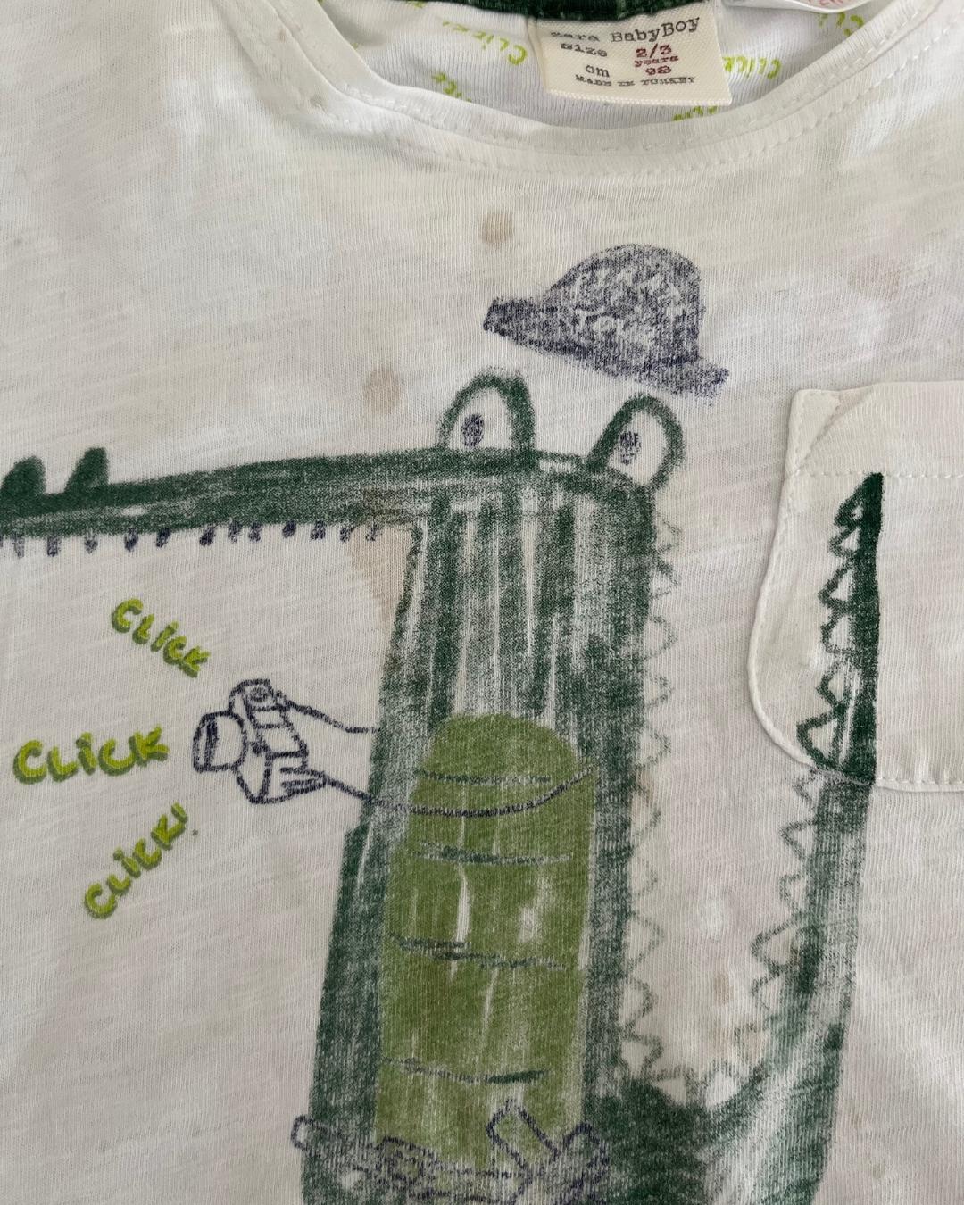 Zara white crocodile T shirt 2/3Y - Image 2