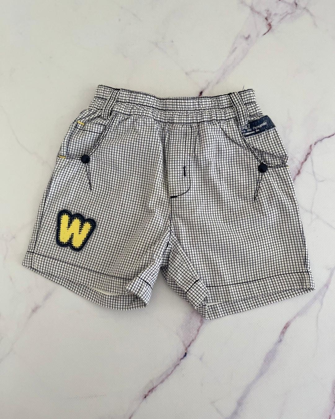 Wojcik blue and white checked shorts 6/9M