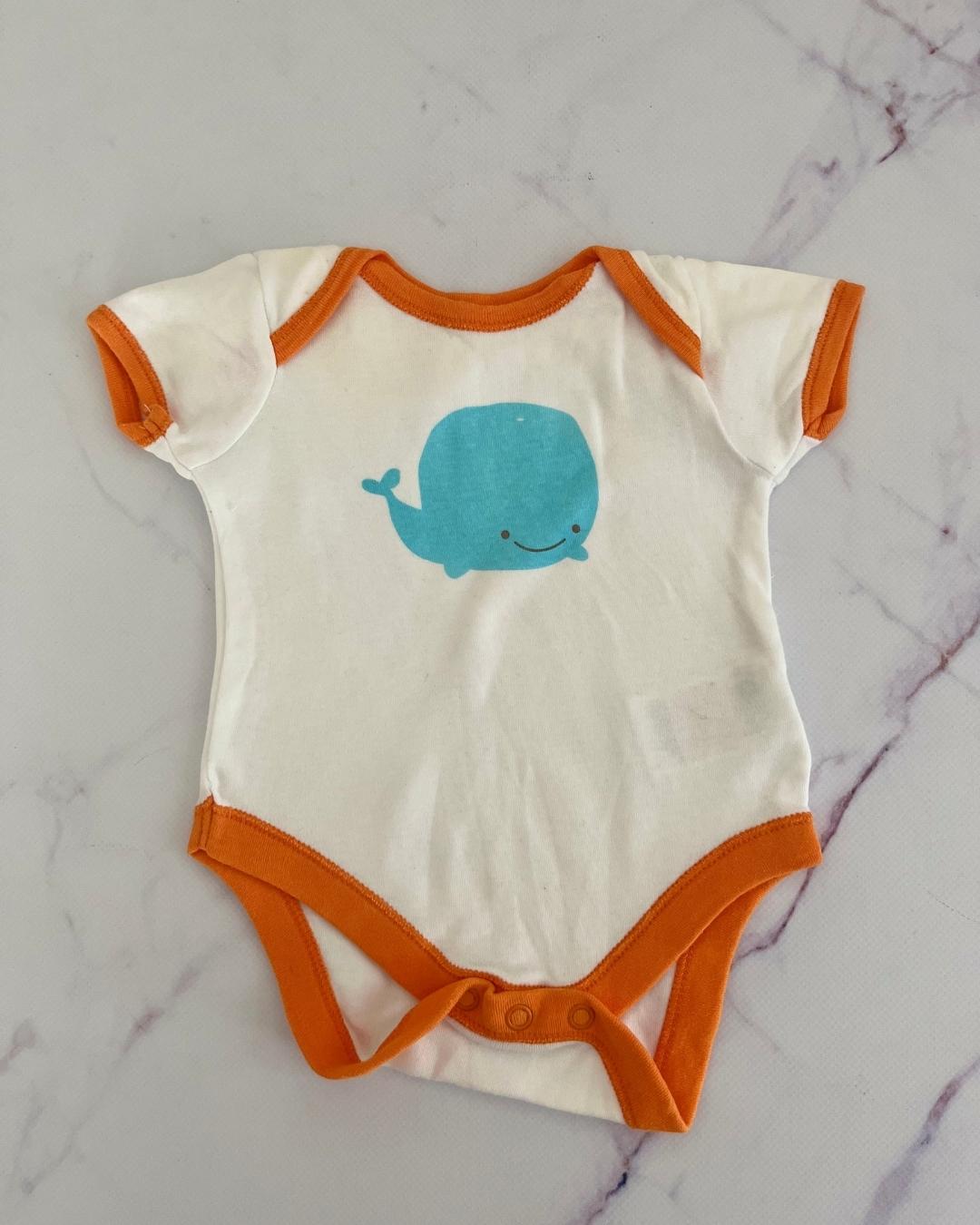 Mothercare white baby grow with blue octopus and orange trim Newborn