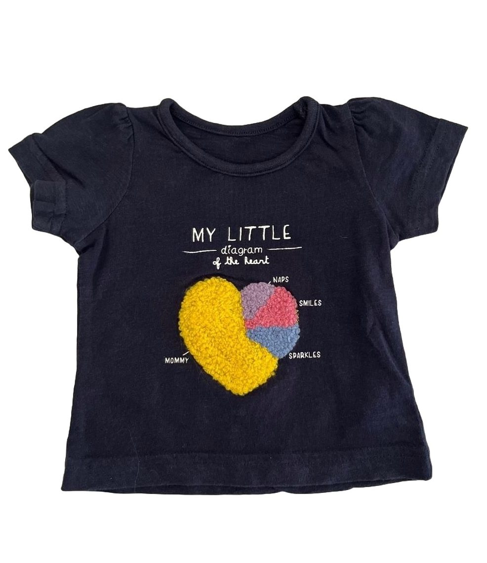 Woolworths blue fluffy heart T shirt 1/3M