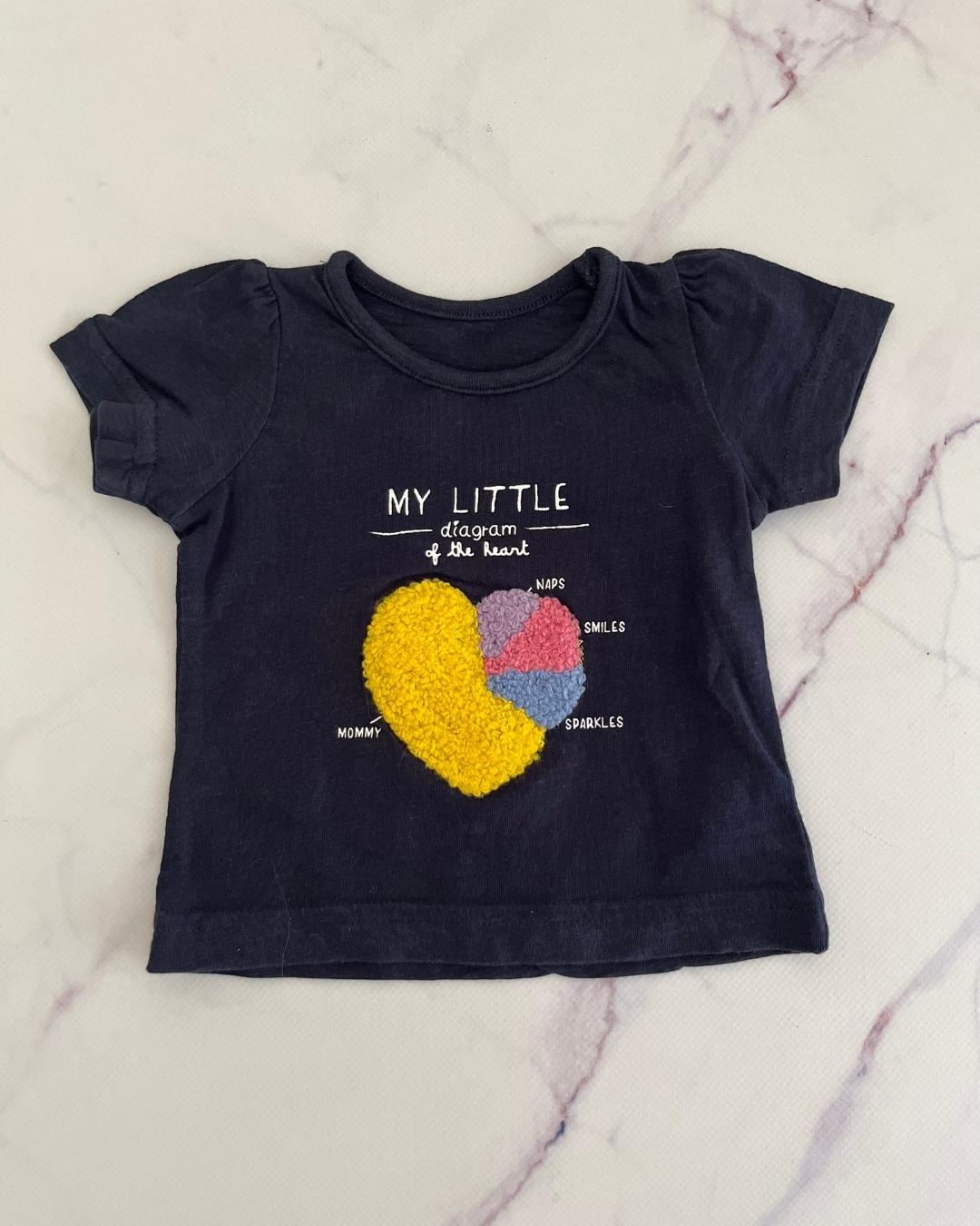 Woolworths blue fluffy heart T shirt 1/3M