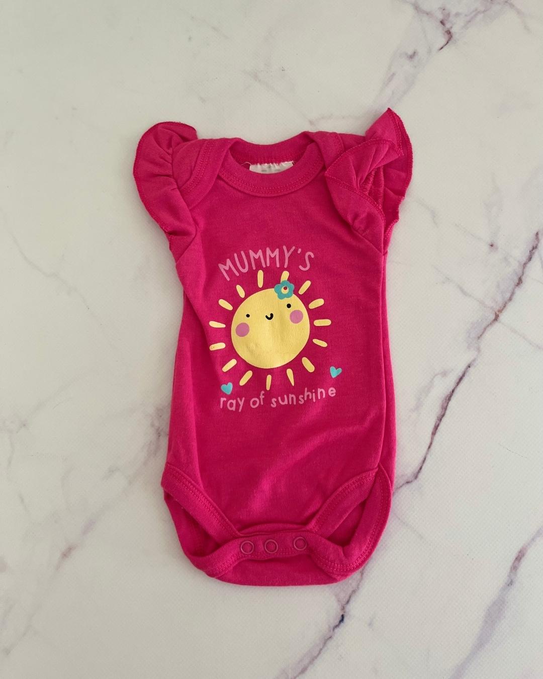 Pink Mummys Ray of Sunshine baby grow Newborn